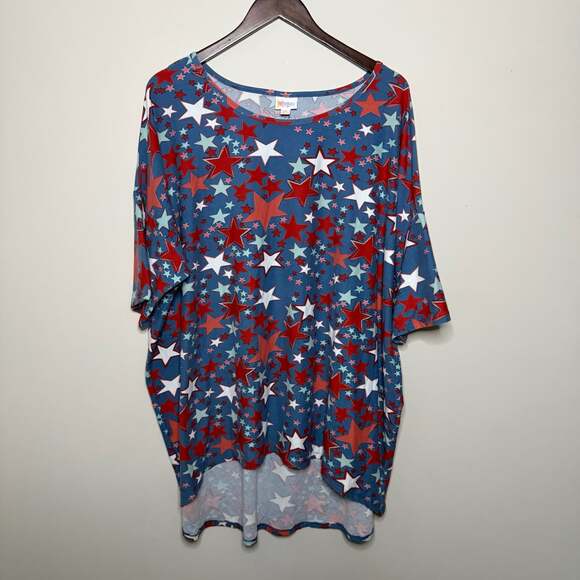 LuLaRoe Tops - LuLaRoe Star Fourth of July Print High-Low Tunic Top 3XL